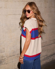 Armenta Contrast Stripe Boxy Sweater