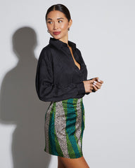 Sherlyn Satin Embossed Button Down Top