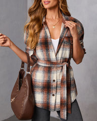 Marvis Plaid Waist Tie Shacket