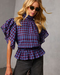 Nomad Cowgirl Plaid Mock Neck Top