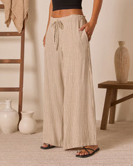 Preslen Striped Waist Tie Pants
