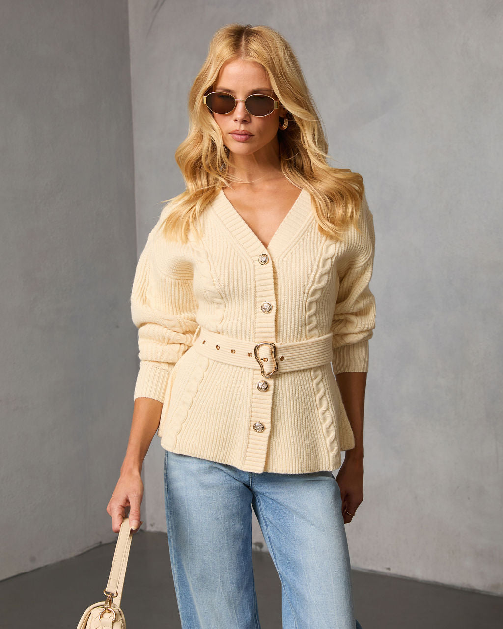 Old Harbor Belted Cable Knit Sweater