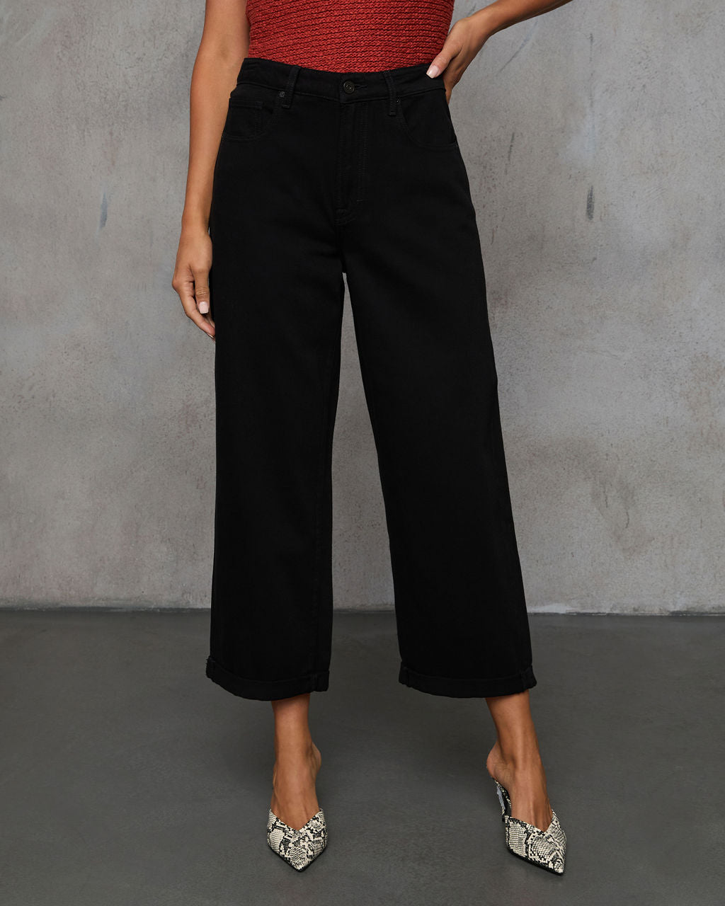 In Full Stretch High Rise Wide Leg Cropped Jeans