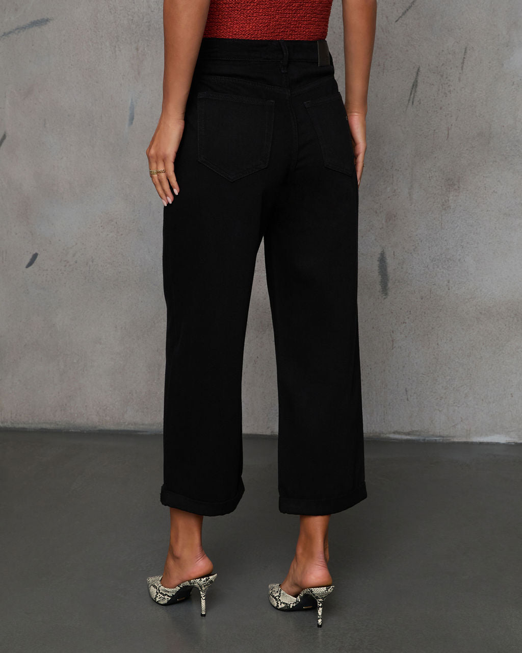 In Full Stretch High Rise Wide Leg Cropped Jeans