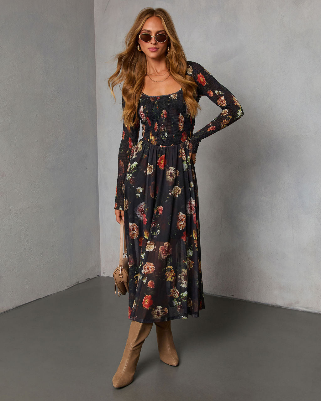Dried Bloom Printed Maxi Dress