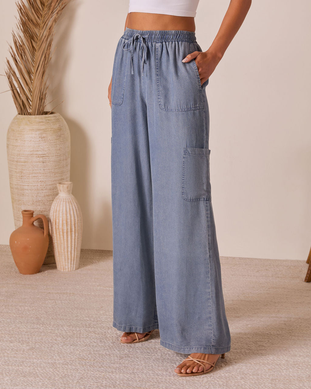 Soleena Chambray Cargo Pants