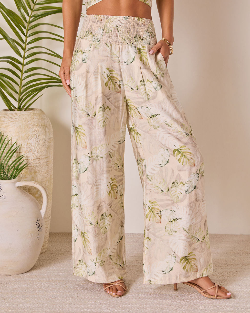 Solla Smocked Wide Leg Pants