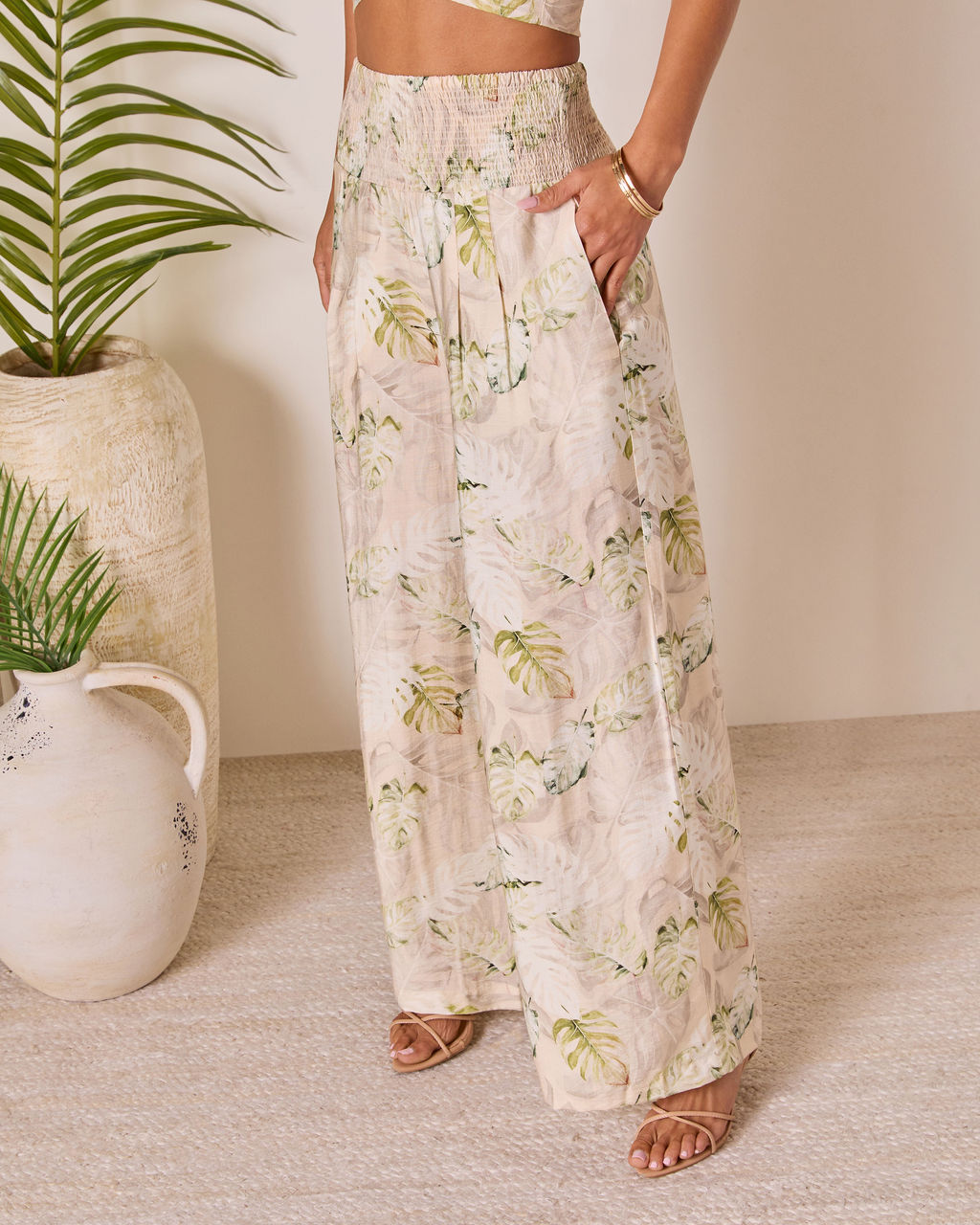 Solla Smocked Wide Leg Pants
