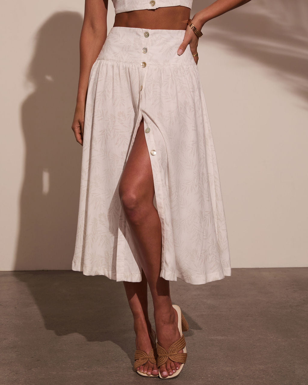 Tropical Chill Palm Midi Skirt