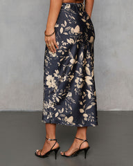 Spiced Honey Printed Satin Midi Skirt