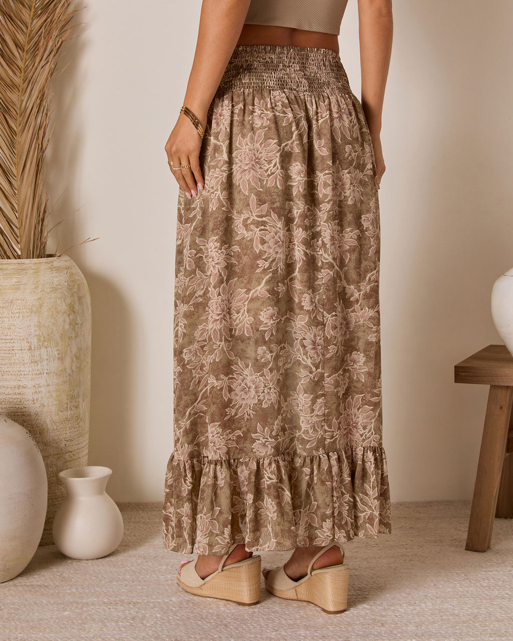 Moonlit Bloom Lace Up Maxi Skirt