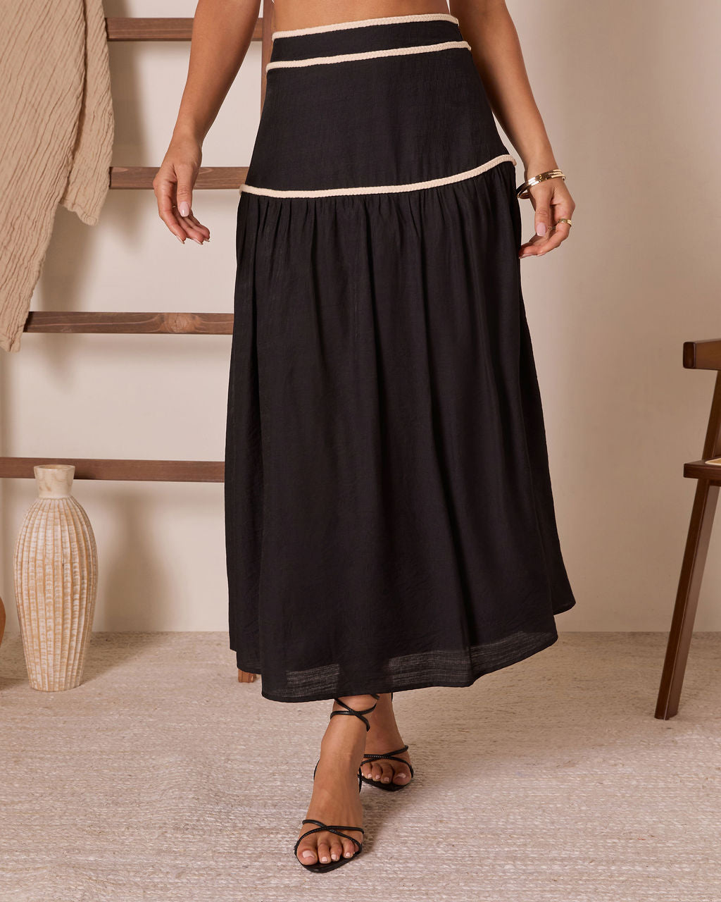 Sorrell Contrast Trim Maxi Skirt