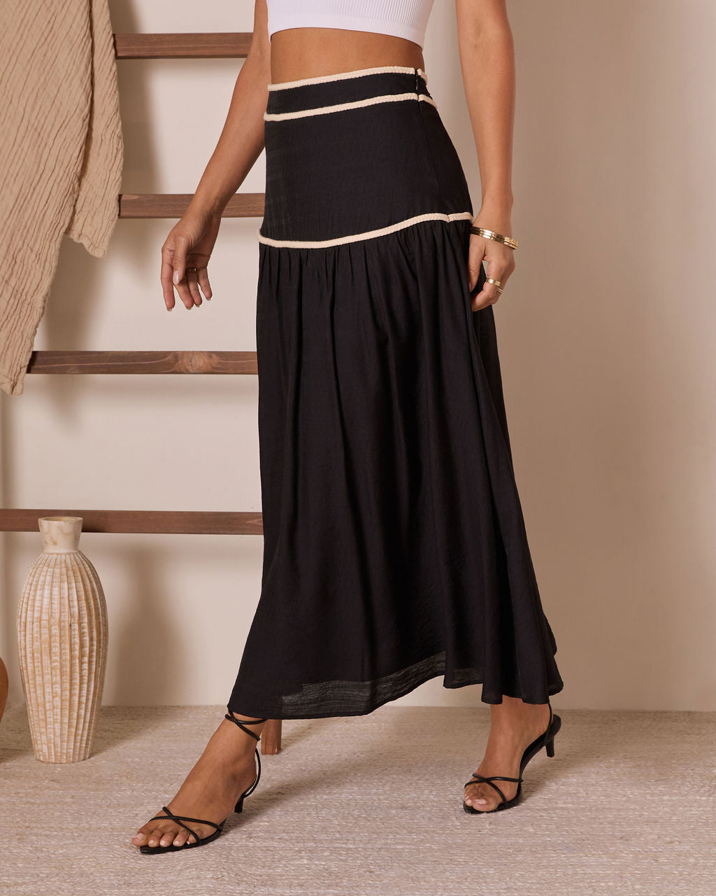 Sorrell Contrast Trim Maxi Skirt