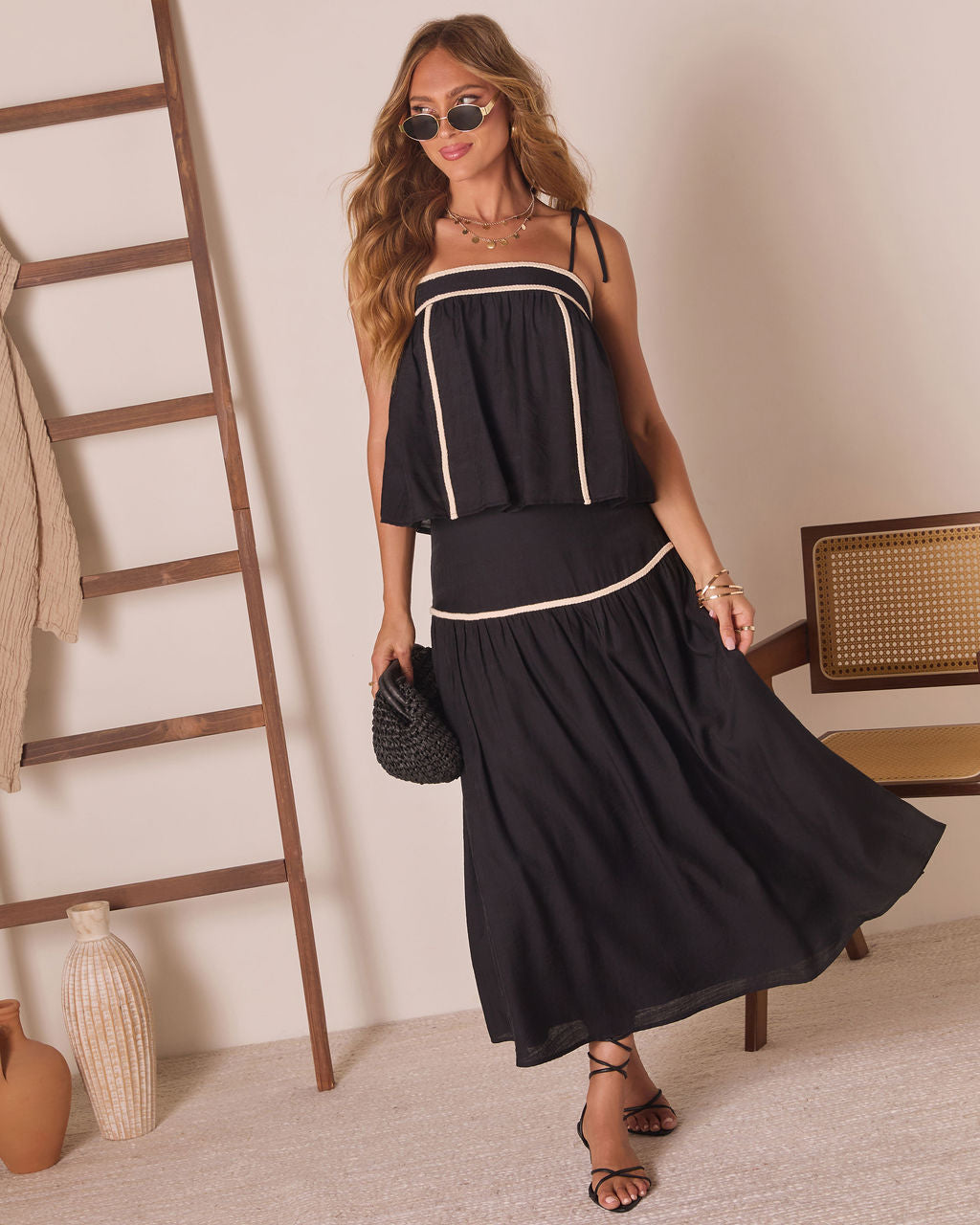 Sorrell Contrast Trim Maxi Skirt