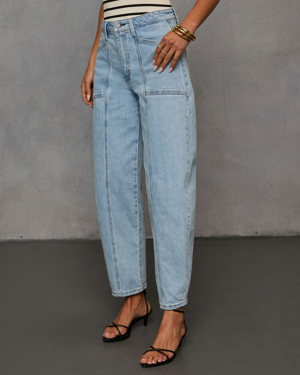 Kasie Stretch Pintuck Barrel Jeans