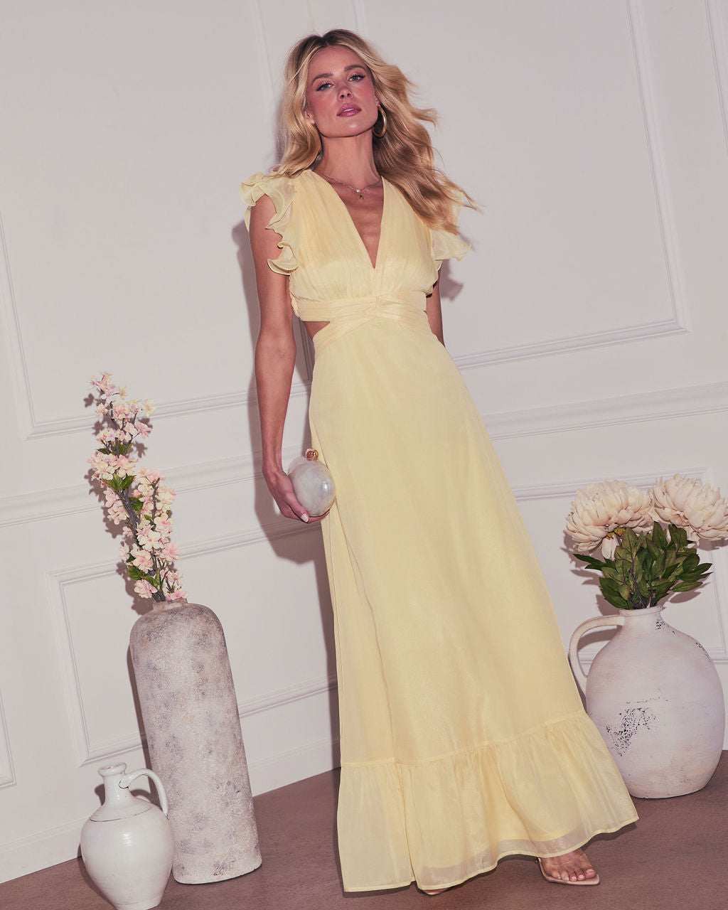 Sunsational Cut Out Chiffon Maxi Dress