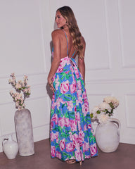 Flower Fancies Plunging Floral Maxi Dress