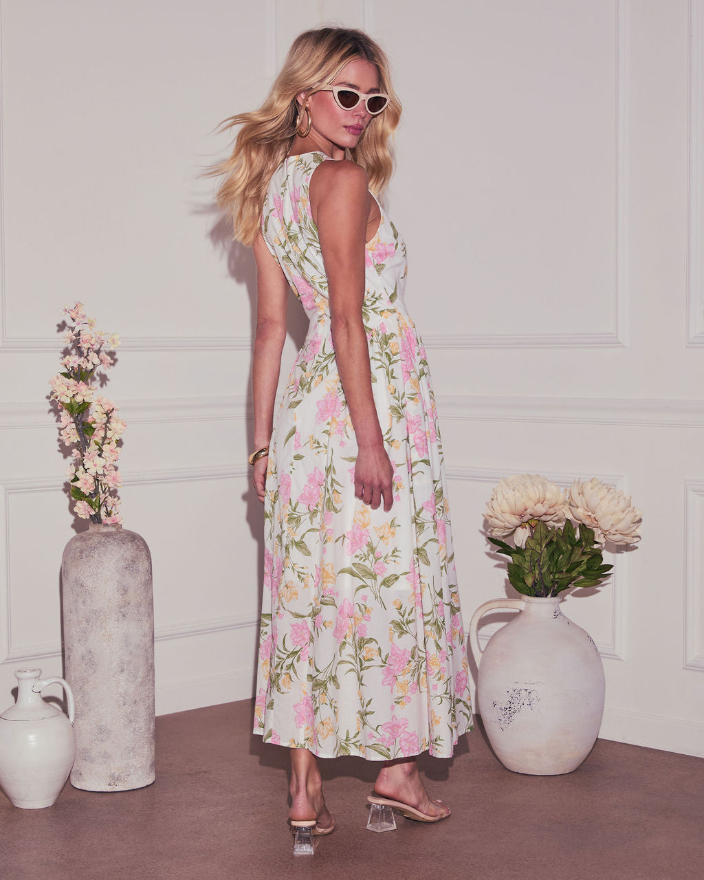 Daija Floral Keyhole Midi Dress