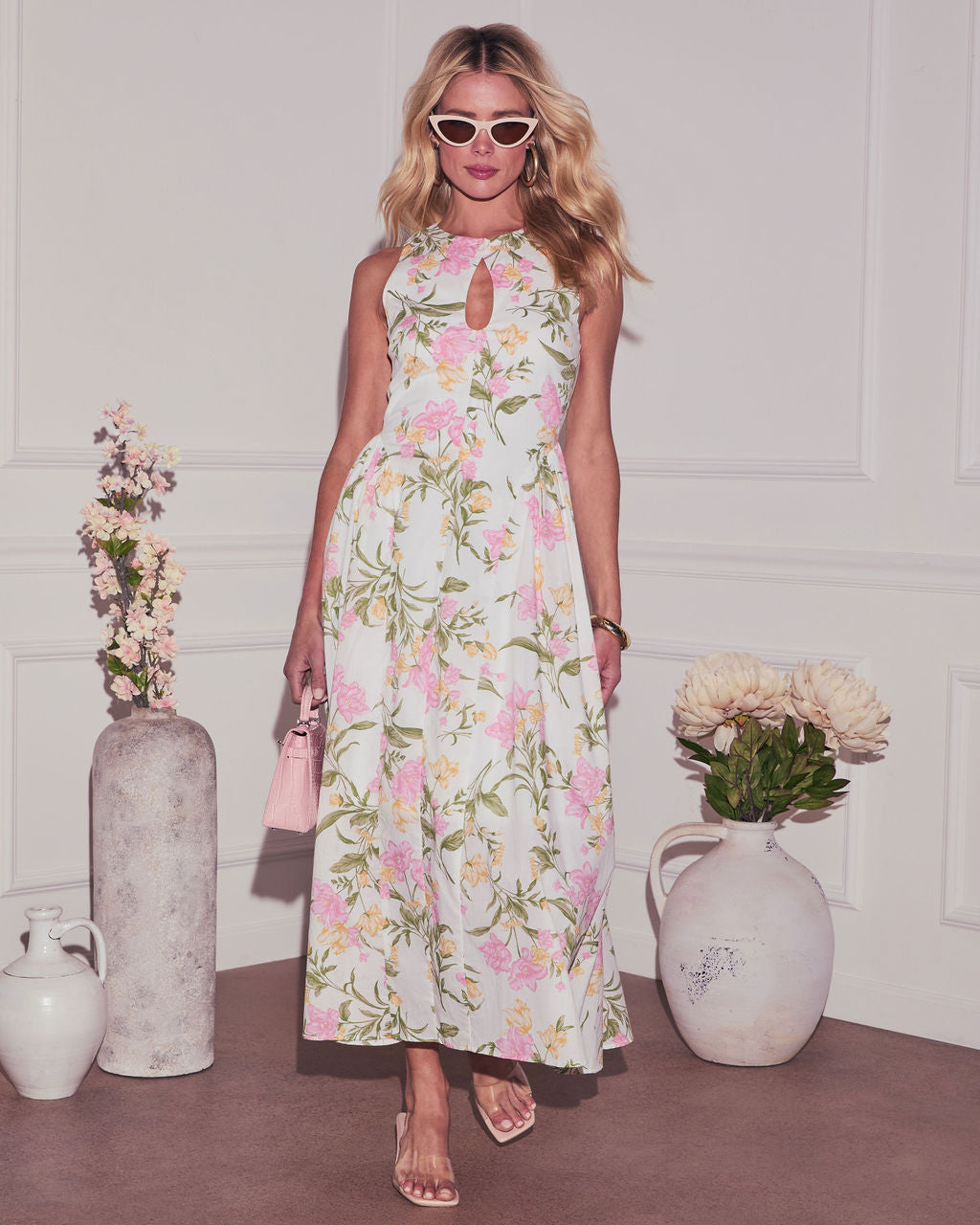 Daija Floral Keyhole Midi Dress