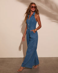 Earthkissed Denim Halter Jumpsuit