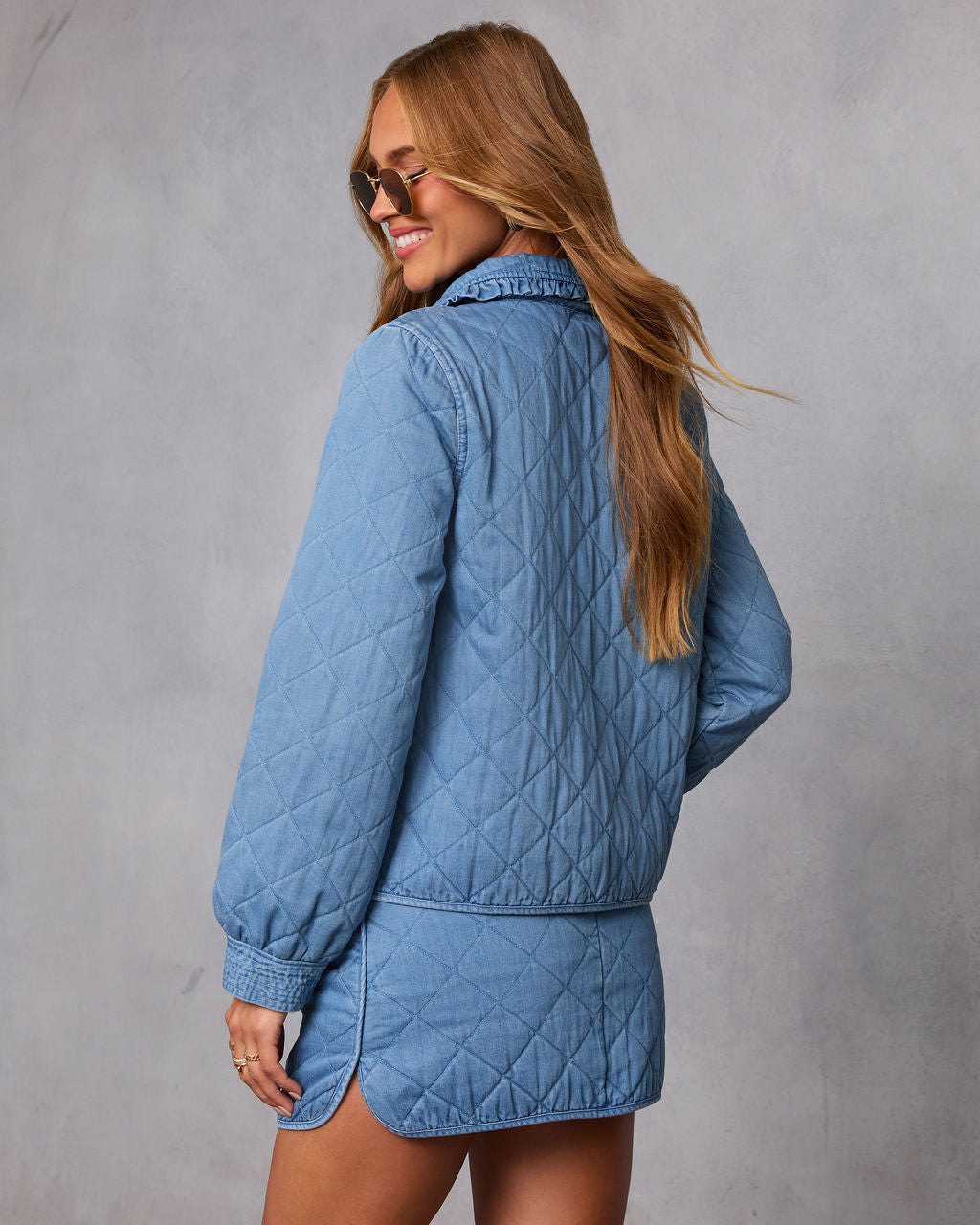 Roisin Front Tie Quilted Denim Jacket
