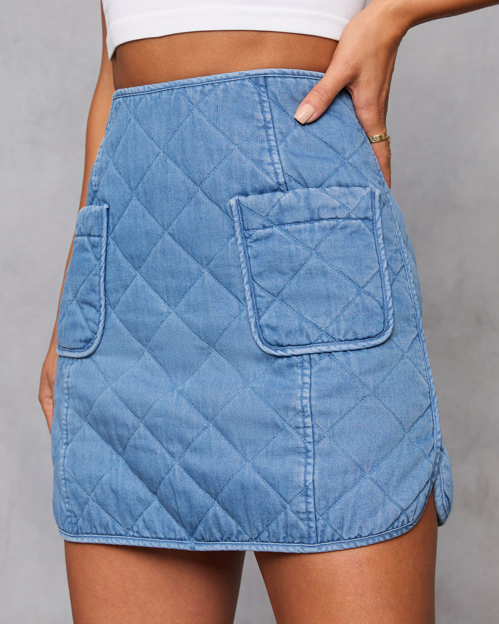Roisin Quilted Denim Mini Skirt