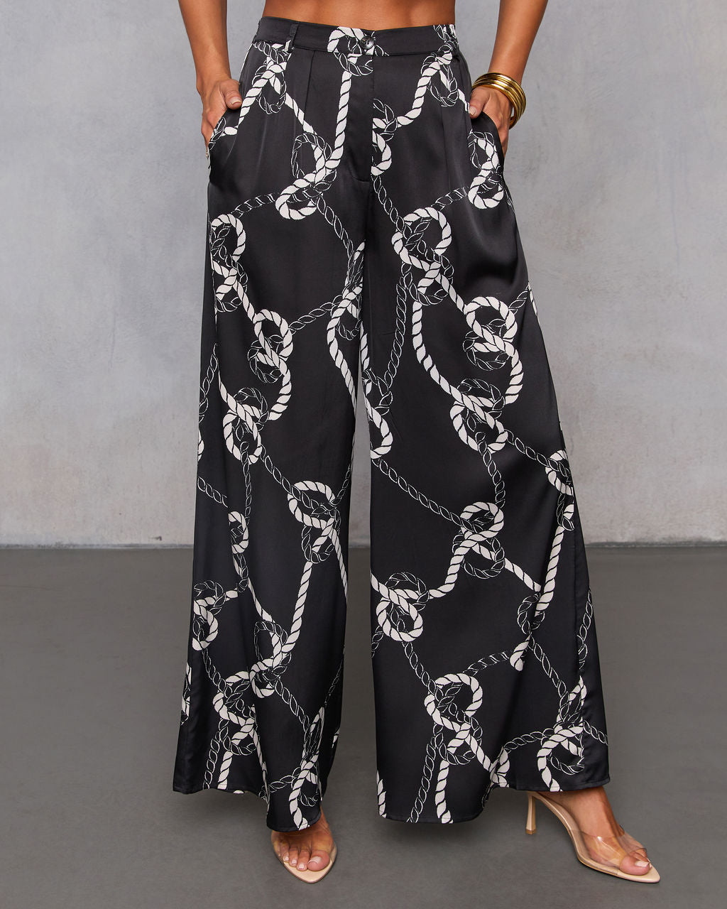 Dennie Printed Satin Wide Leg Pants