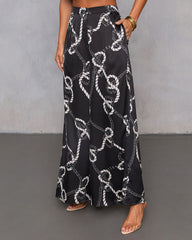 Dennie Printed Satin Wide Leg Pants
