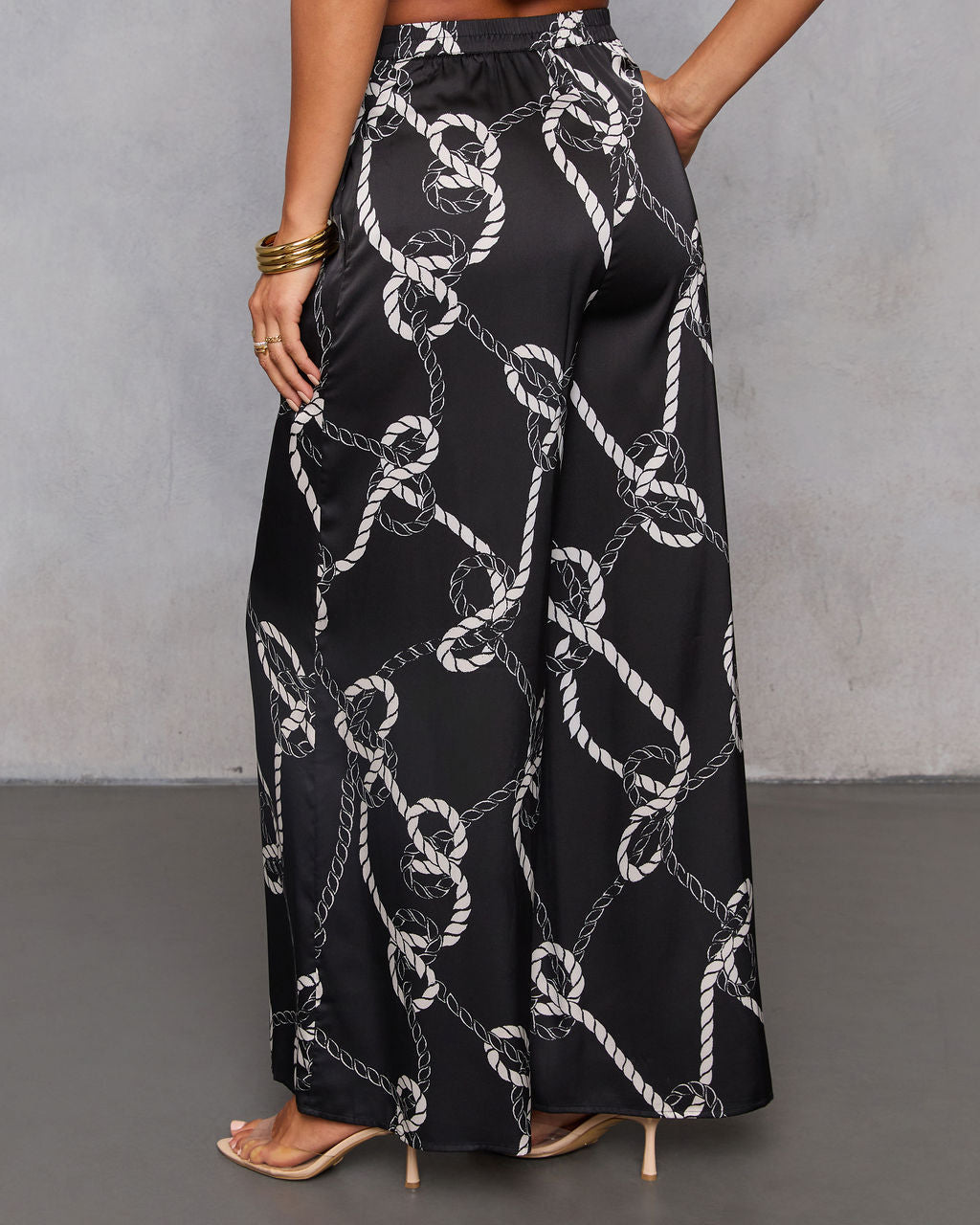 Dennie Printed Satin Wide Leg Pants