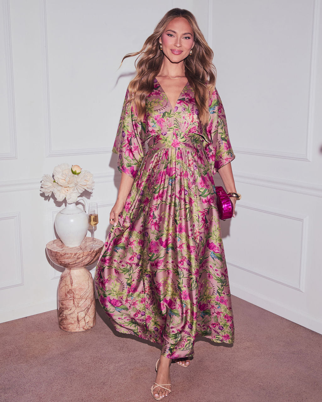 Significant Other Satin Floral Maxi Dress