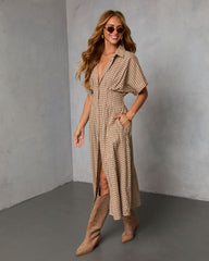 Backroad Blues Gingham Midi Shirt Dress