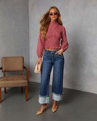 Emberlin Smocked Mock Neck Top