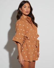 Fallon Collared Tie Waist Romper