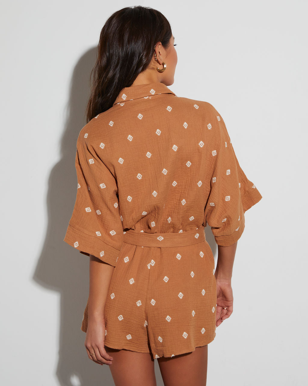 Fallon Collared Tie Waist Romper