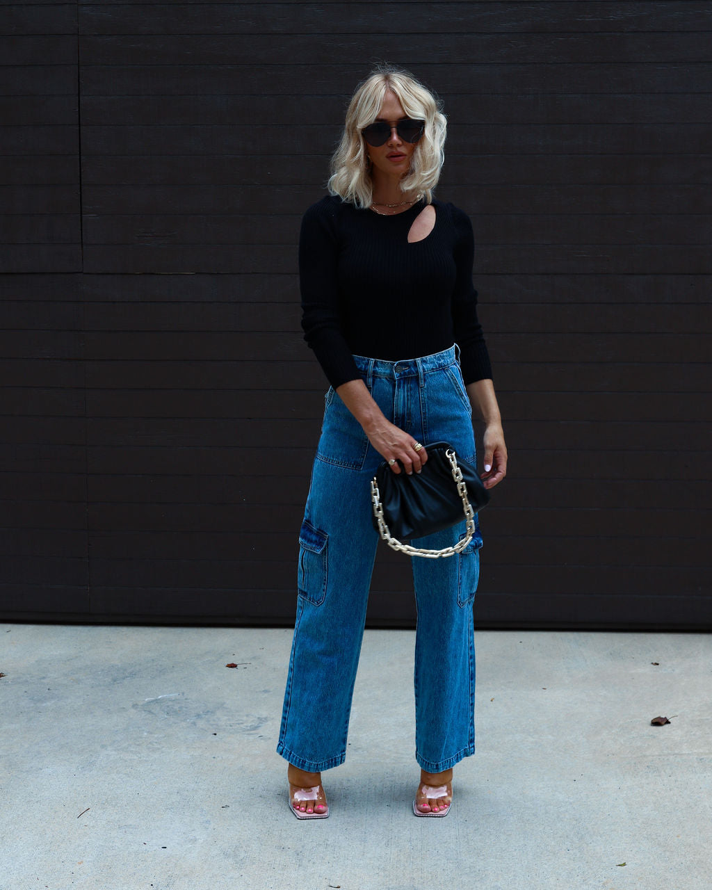 Montclair Cutout Ribbed Knit Sweater Top