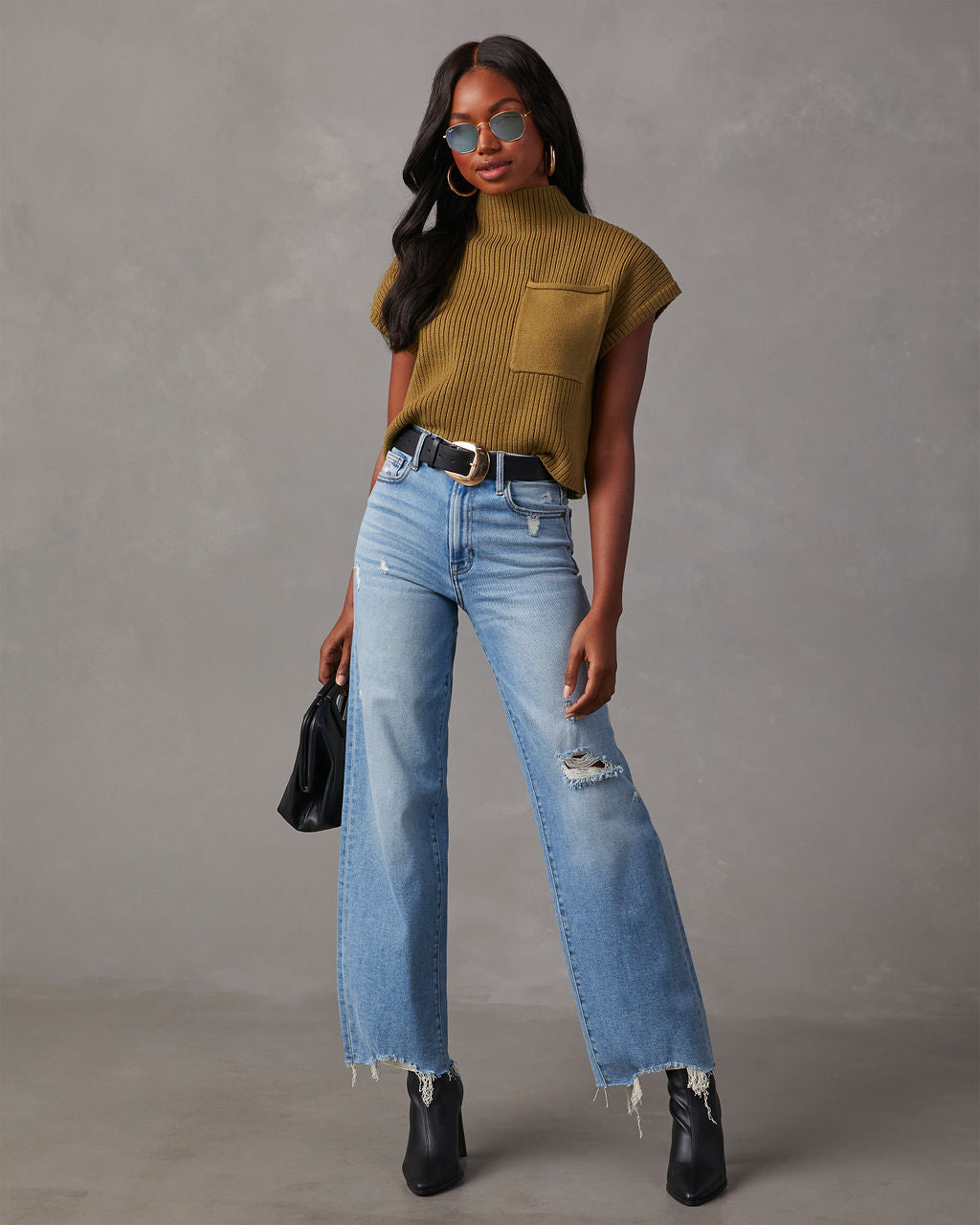 Brooke Mock Neck Short Sleeve Sweater